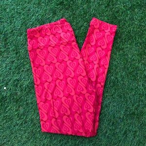 NWOT LuLaRoe Tall & Curvy Leggings in Red/Pink